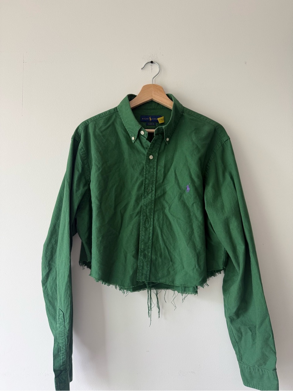 Ralph Lauren Green Cropped Button-Down Shirt